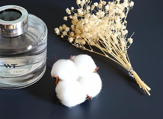 Flower Reed Diffuser Set Pure Cotton Scent for Bathroom Accessories Shelf Decor & Air Fresheners, Sticks Defusers with 5.1 fl oz Essential Oils & Leaves, House Bedroom Office Decor & Gifts