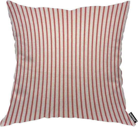 AOYEGO Red Vertical Stripe Throw Pillow Cover Streaks Red and White Line Background Fashion Striped Simple Repeat Pillow Case 18x18 Inch Decorative Men Women Room Cushion Cover for Home Couch