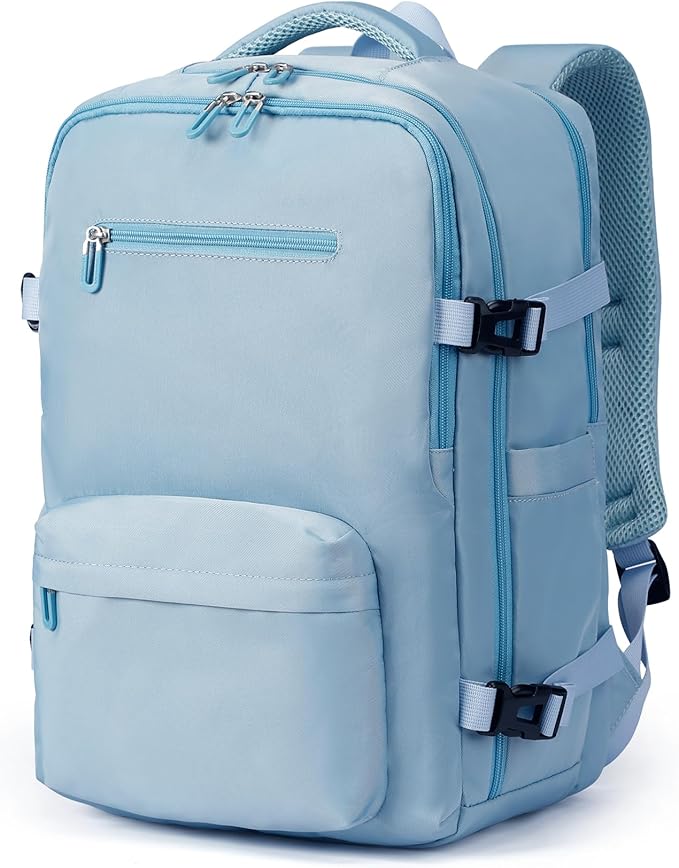 SHRRADOO Travel Laptops Backpack for Women Men, Casual Work Bag 17inch High School College Backpack Airline Approved Backpack for Hiking Business (Light Blue)