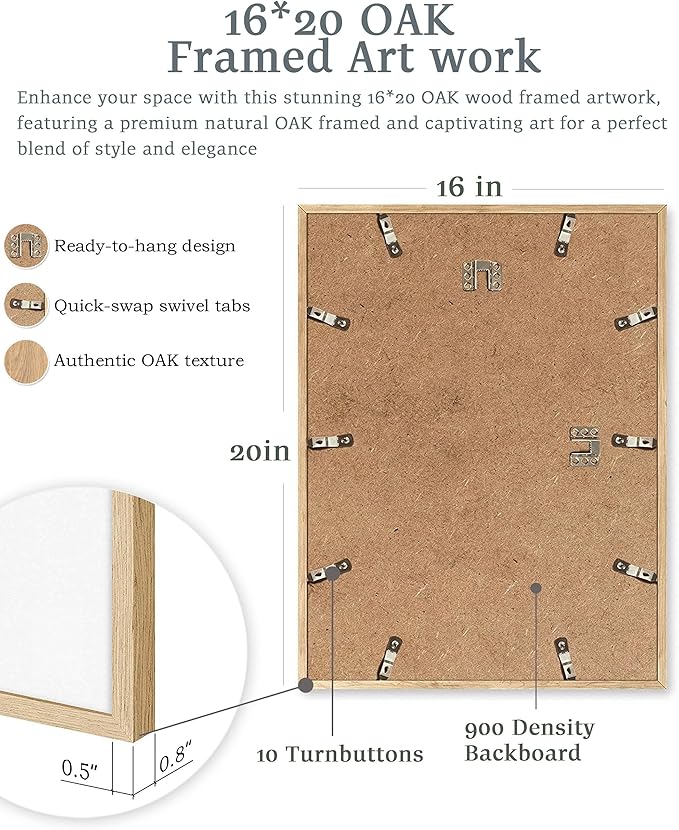 EcoHest Trendy Newspaper Framed Wall Art, Large 16x20 in OAK Wood Mom I Am a Rich Man Canvas Art, Magazine Girly Poster College Dorm Decor, Beige Logs Set of 1 for Bedroom Living Room