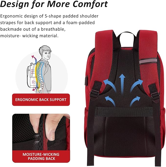 MAXTOP Deep Storage Laptop Backpack with USB Charging Port[Water Resistant] College Computer Bookbag Fits 16 Inch Laptop