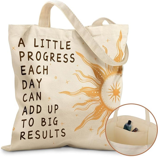 Canvas Tote Bag for Women - Aesthetic Canvas Totes with Pockets Cute Reusable Cloths Ladies Shoulder Bag