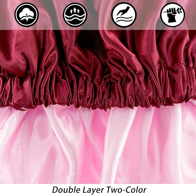 Satin Bonnet Silk Bonnet Hair Bonnet for Sleeping-Slouchy Beanie Hat Satin Sleep Cap for Women's Natural & Curly Hair(Red)