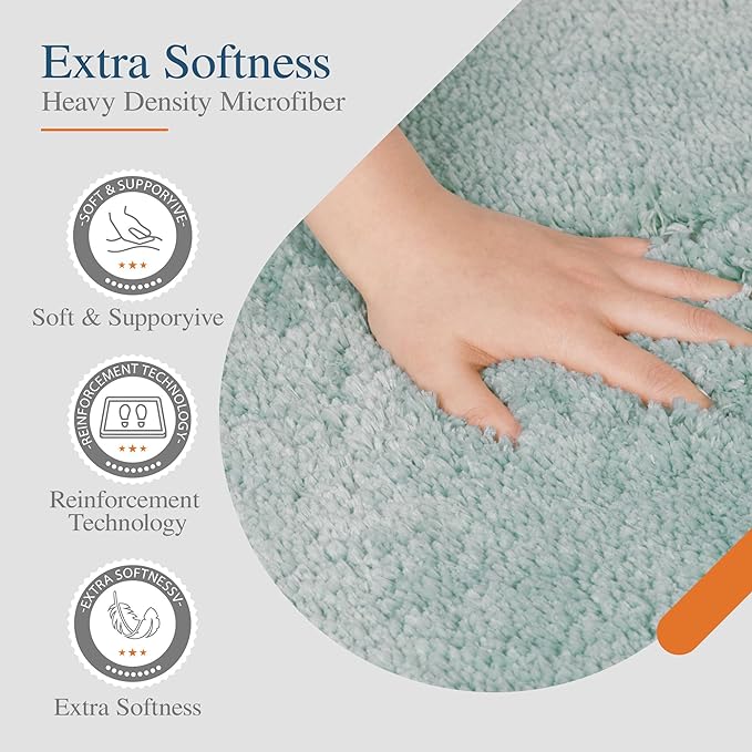 Walensee Large Bathroom Rug (24 x 36, Aqua) Extra Soft and Absorbent Shaggy Bath Mat Machine Washable Microfiber Non Slip Luxury Floor Mat