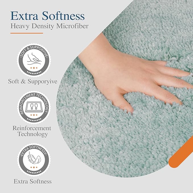 Walensee Large Bathroom Rug (24 x 40, Aqua) Extra Soft and Absorbent Shaggy Mat Machine Washable Microfiber for Bathroom, Non Slip Luxury Floor Mat With Rubber Back