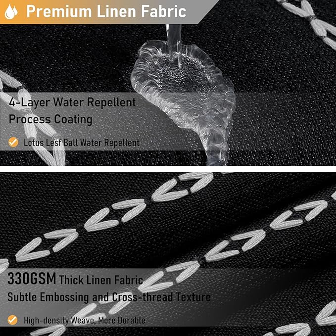 BTTN Boho Shower Stall Curtain - 36x72 Narrow Linen Ultra Thick Striped Tassel Fabric Shower Curtain with 6 Hooks, Half Modern Farmhouse Cottage Weighted Shower Curtains for Bathroom - Black and White