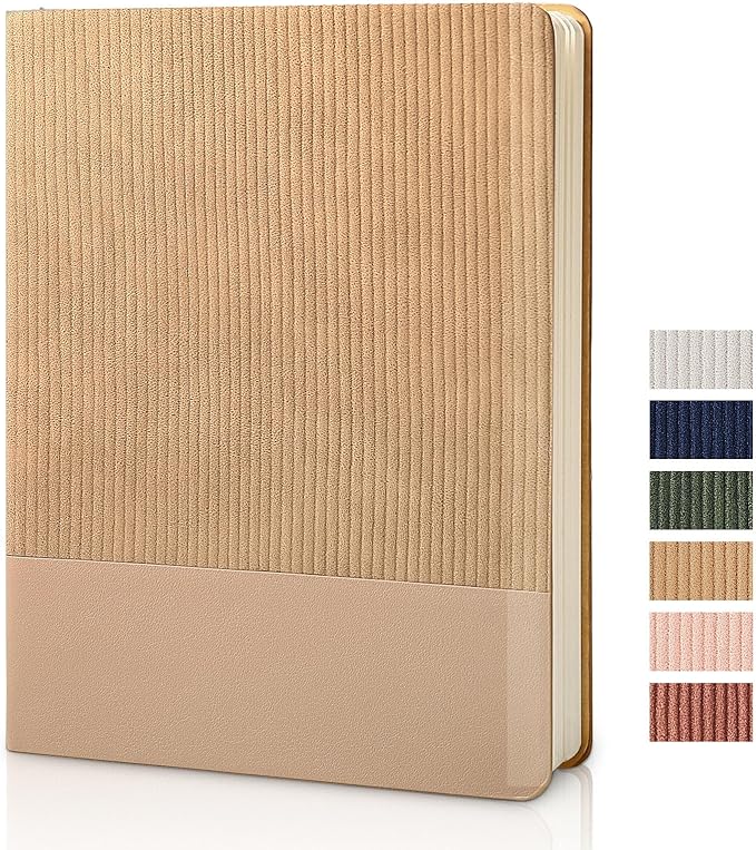 Lined Journal Notebook for Work College Ruled Note Book 5.79"x8.27"A5 PU Leather Daily Journaling 216 Pages for Women Men Writing Home School Supplies Business (B5 Lined 160pages, 01-Khaki)