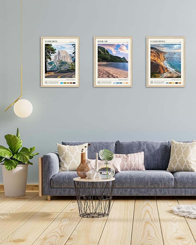 HesenDot Natural OAK Wood Yosemite National Park Framed Wall Art,12x16in Natural Scenery Canvas Wall Print,Classic Urban Landmark Wall Decor for Living Room,Bedroom,Office Gallery Gifts Set of 1