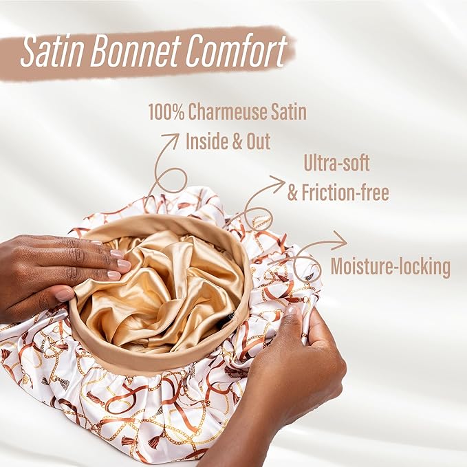 Satin Bonnet Adjustable Sleeping Silk Bonnet Black Women Men Double Layer Satin Silk Sleep Cap Hair Wrap Large Curly Hair