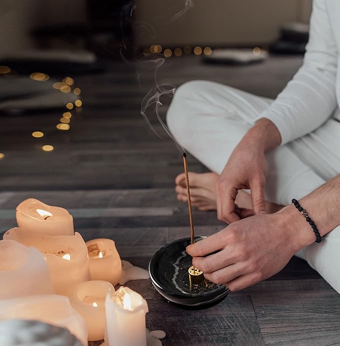 Incense Holder, Natural Marble Incense Holder for Sticks with 9 Holes, Handmade Incense Stick Burner Ideal for Smudging, Incense Burning, Decoration