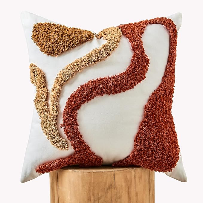 lifein 20x20 Pillow Covers-Throw Pillow Cover,Tufted Boho Jacquard Pillow Covers,Farmhouse Decorative Pillow Cover,Pillow Cases for Couch,Sofa,Bed,Chair,Living Room,Home Decor(20x20inch)