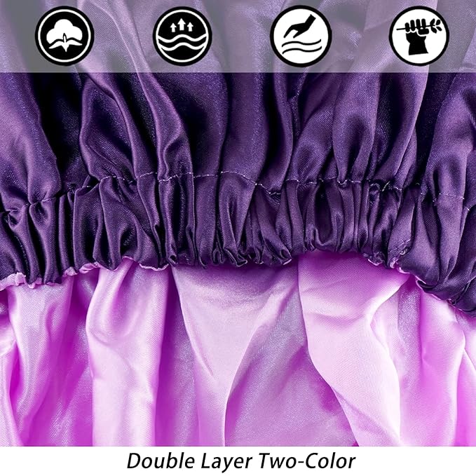 Satin Bonnet Silk Bonnet Hair Bonnet for Sleeping-Slouchy Beanie Hat Satin Sleep Cap for Women's Natural & Curly Hair(Purple)