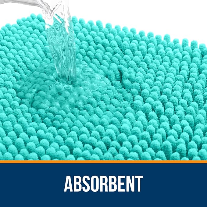 OLANLY Bathroom Rugs 59x20, Extra Soft Absorbent Chenille Bath Rugs, Rubber Backing Quick Dry, Machine Washable Bath Mats for Bathroom Floor, Tub and Shower, Home Decor Accessories, Teal