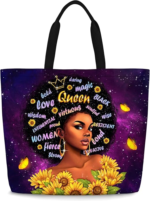 IAGM Women Tote Bags African American Woman Shoulder Bag Afro Black Girl Magic Satchel Handbags For Shopping,Work,Grocery,Gym