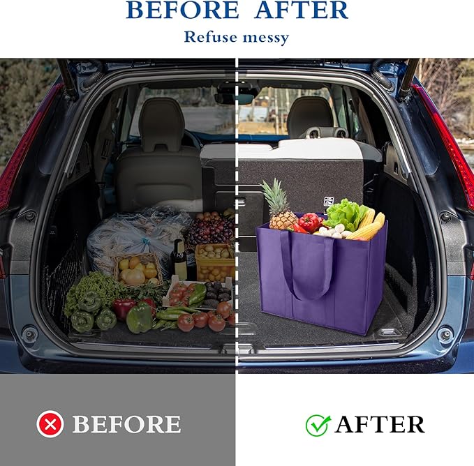 WISELIFE Reusable Grocery Shopping Bags 10 Pack Large Foldable Tote Bags Bulk, Long Handle for Shopping Groceries Clothes (New 5 Colors)