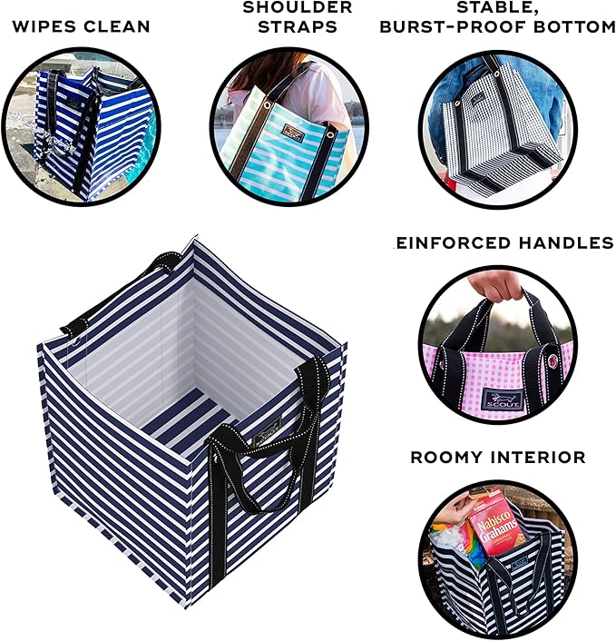 SCOUT Bagette Market Tote, Large Reusable Grocery Bag with Burst-Proof Bottom