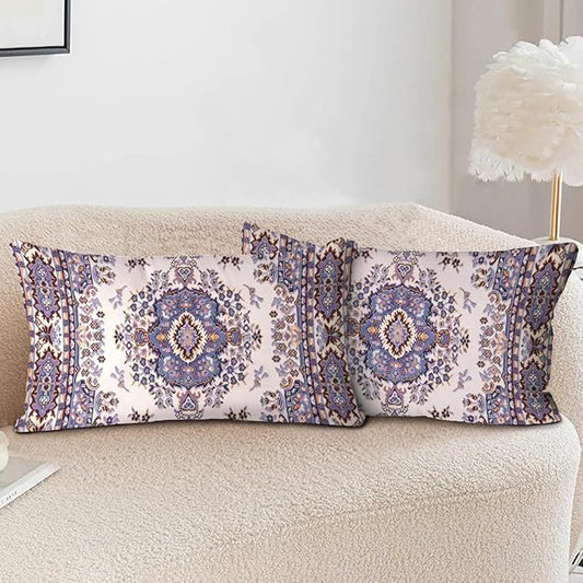 Boho Throw Pillow Covers 12x20 inch Set of 2,Boho Vintage Carpet Pattern Antique Ethnic Decor Double Sided Pattern Cushion Cover Soft Pillow Case Living Sofa Room Bed Square Pillow Cover