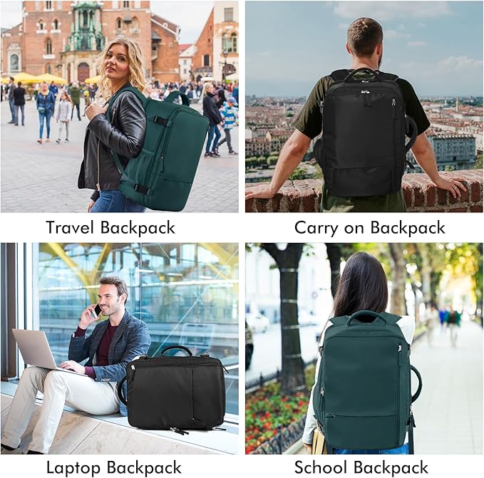 Beraliy Travel Backpack, Carry on Backpack, Airline Approved Personal Item Bag, 16 Inch Laptop Backpack, Waterproof Hiking Daypack Backpack, Weekender Bag, Peacock Blue