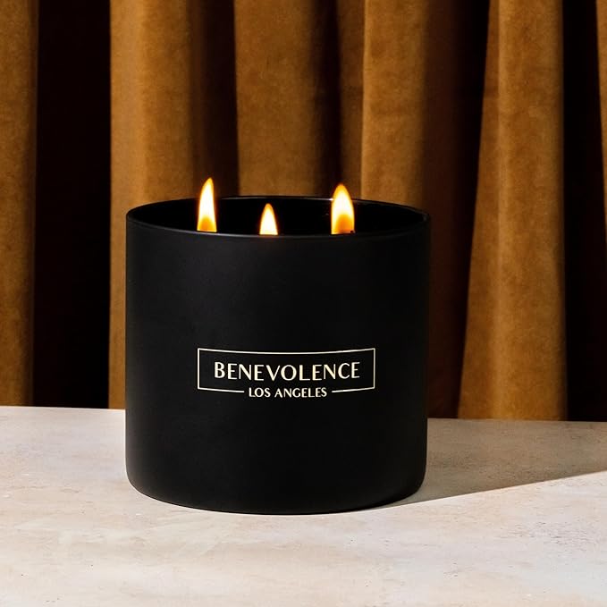 Benevolence LA 3 Wick Candle, Black Berries (Baies) Large Scented Candle | Soy Candles | Gifts for Women and Men | Home Fragrance | Aromatherapy | Bathroom Freshener 14.5 Oz, 45 Hour Burn
