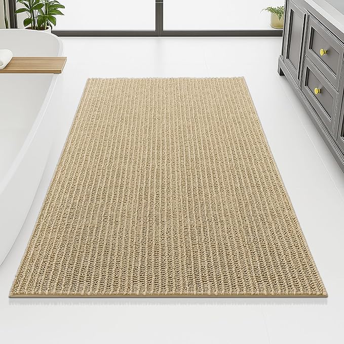 Arotive Luxury Chenille Bathroom Rug Mat, Extra Soft Thick Absorbent Shaggy Bath Rugs, Non-Slip Machine Wash Dry, Plush Bath Mats for Bathroom, Shower and Tub, 70x46, Beige