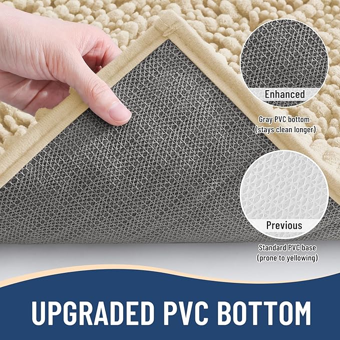 Arotive Luxury Chenille Bathroom Rug Mat, Extra Soft Thick Absorbent Shaggy Bath Rugs, Non-Slip Machine Wash Dry, Plush Bath Mats for Bathroom, Shower and Tub, 30x17, Cream Beige