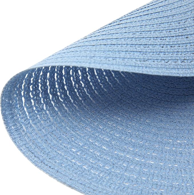 SHACOS Round Braided Placemats Set of 6 Round Table Mats for Dining Tables 15 inch (Light Blue, 6)