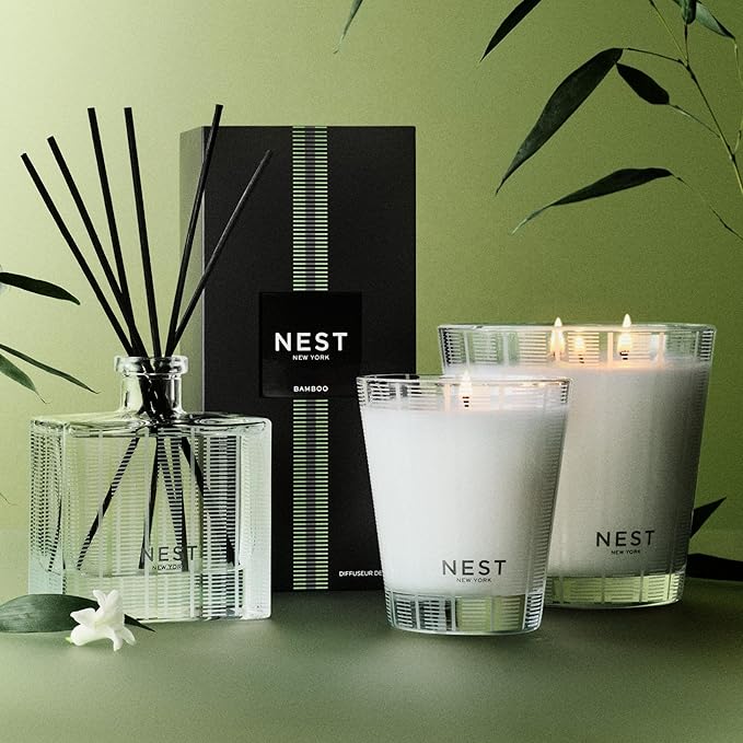 NEST New York Scented Classic Candle, Bamboo - 8.1 oz - Up to 60-Hour Burn Time - Reusable Glass Vessel
