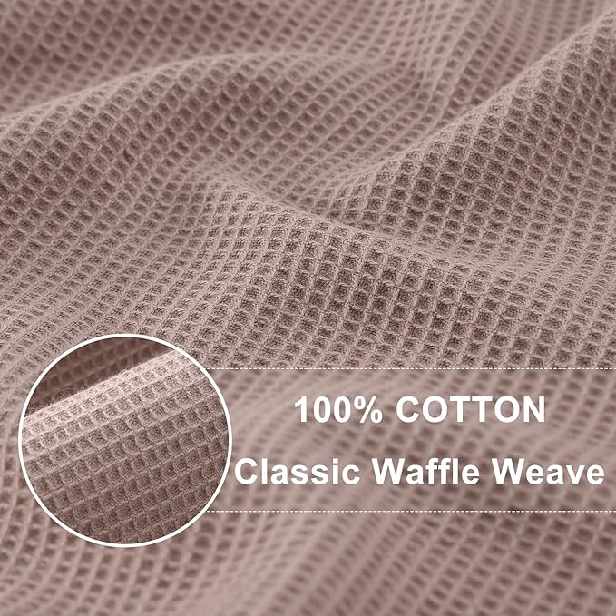 Homaxy 100% Cotton Waffle Weave Kitchen Towels - 4 Pack Soft and Absorbent Dish Towels - 16 x 26 Inches Quick Dry Hand Towels - Brown