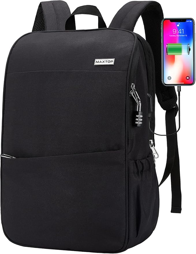 MAXTOP Travel Laptop Backpack with USB Charging Port Anti-Theft[Water Resistant] College School Bookbag Fits 17 Inch Laptop