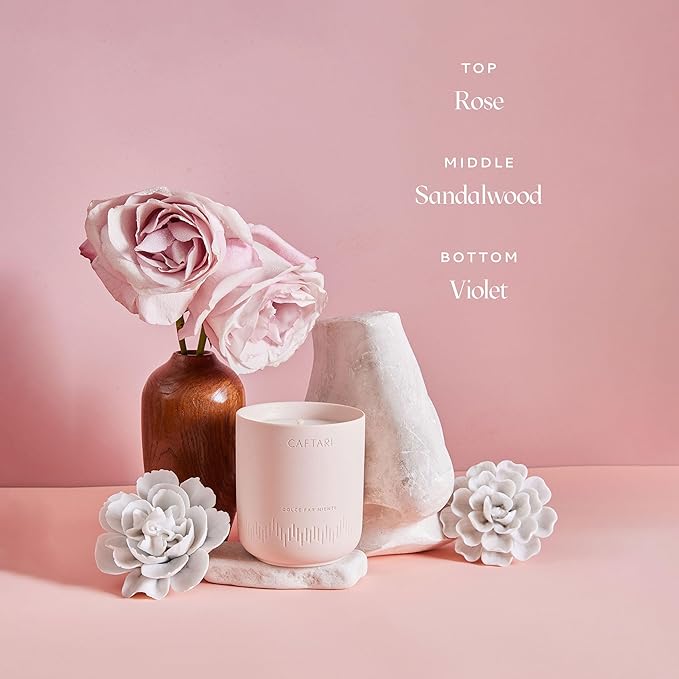 Luxury Aromatherapy Candle | Rose, Sandalwood & Violet Scented | 60 Hour Burn | Clean Coconut Soy Wax | Vegan, Gift-Ready Candle for Upliftment, Presence and Happiness | Dolce Far Niente