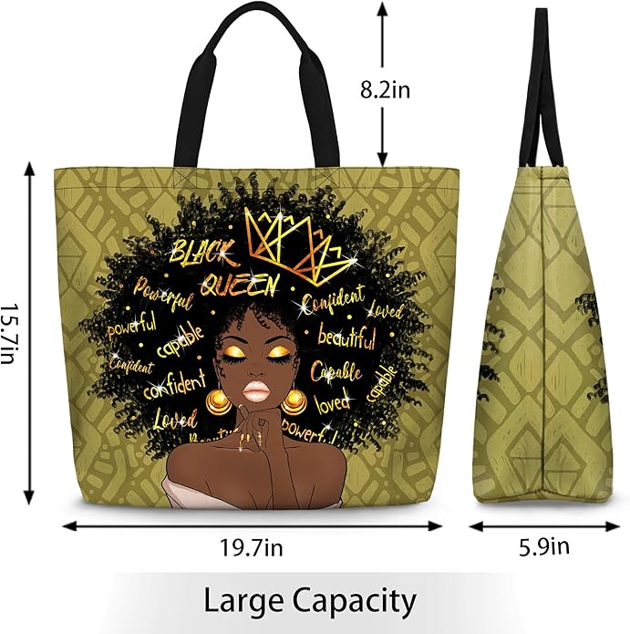 IAGM Women Tote Bags African American Woman Shoulder Bag Afro Black Girl Magic Satchel Handbags For Shopping,Work,Grocery,Gym