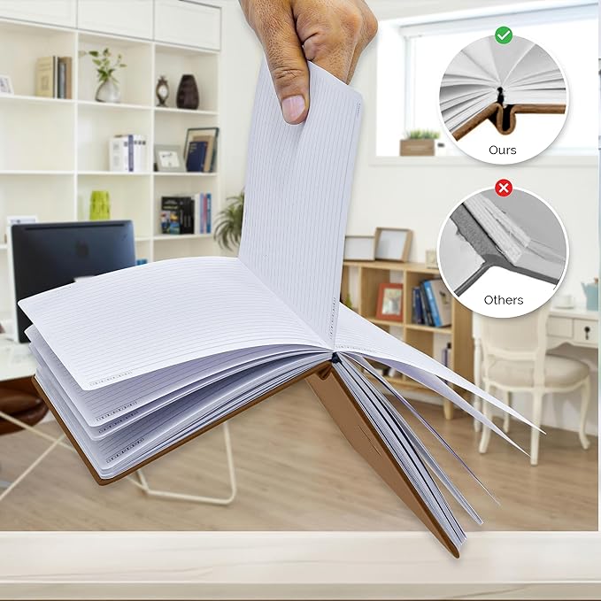 Nextnoid Hardcover Lined Journal Notebook - 120 GSM Thick Paper, A5 Notebook Journal for Men 160 Pages - Perfect for Journaling Notebooks for Work and Note-Taking (Brown,Ruled)