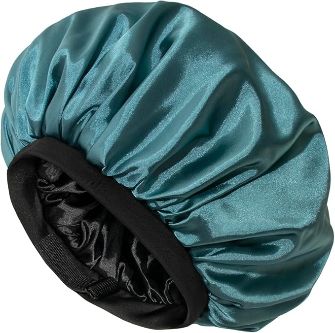 Satin Bonnet Adjustable Sleeping Silk Bonnet Black Women Men Double Layer Satin Silk Sleep Cap Hair Wrap Large Curly Hair