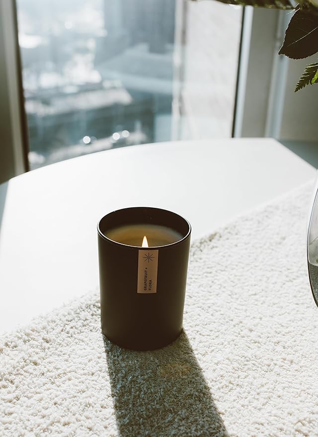 Calyan Wax Co. Candle, Aspen + Fog Scented Candle, 75 Hour Burn Time, Aromatherapy Soy Candles, Non Toxic & Vegan Soy Wax, Black Tumbler Scented Candles, 10.2oz