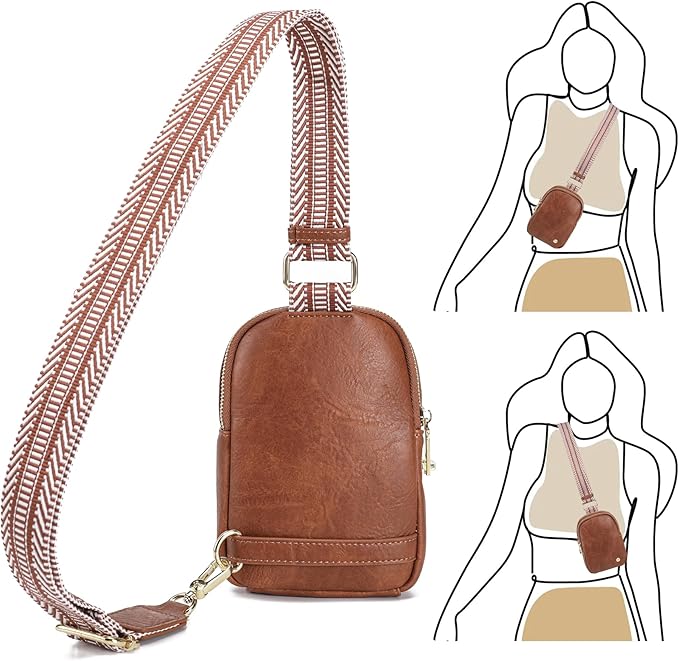 INICAT Travel Small Sling Bag Leather Crossbody Bags for Women Fanny Packs Cross Body Bag for Woman Cross Body Purses