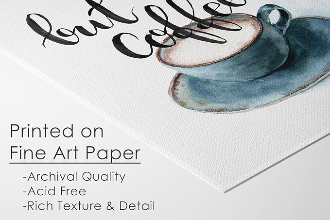 But First Coffee Wall Art Print - Unframed - 11x14 | Kitchen Wall Art | Room Dcor Aesthetic | Office Wall Dcor | Kitchen Wall Dcor