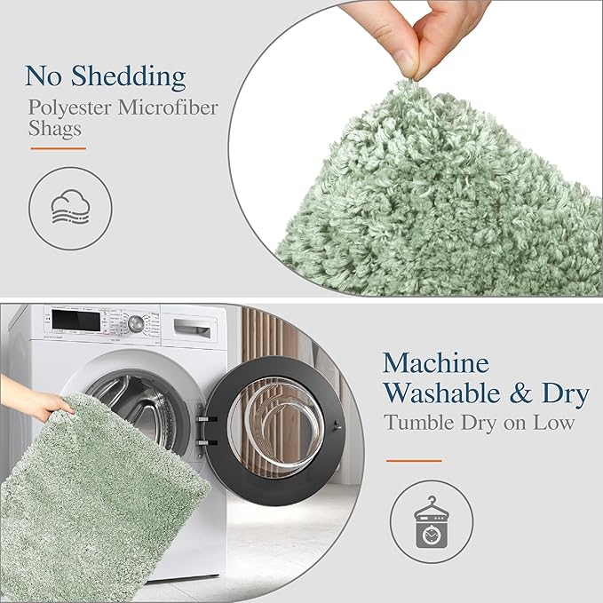 Walensee Large Bathroom Rug (24 x 40, Pale Green) Extra Soft and Absorbent Shaggy Bath Mat Machine Washable Microfiber Non Slip Luxury Floor Mat