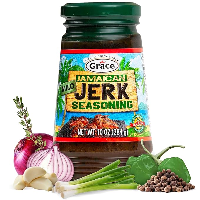 Grace Jamaican Mild Jerk Seasoning (Two 10 Oz Jars) - Mild Jamaican Style - Caribbean Jerk for Chicken & Oxtail