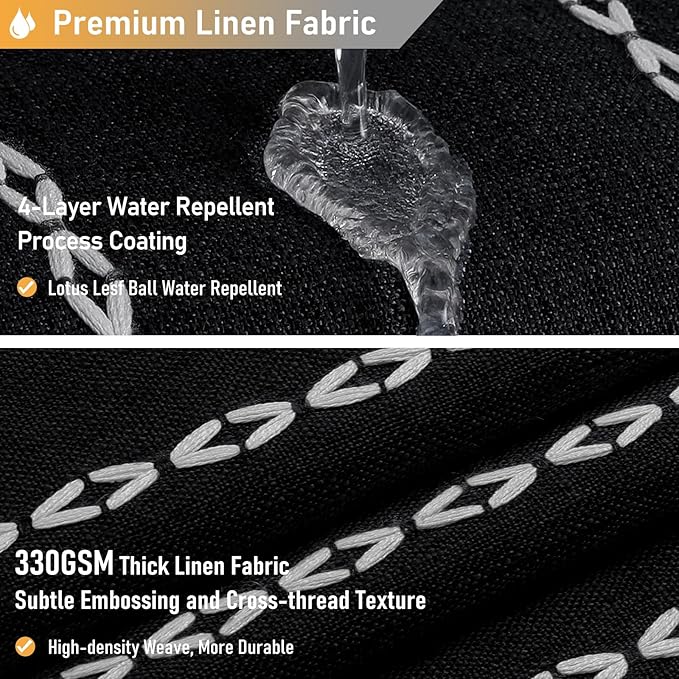 BTTN 78 Inch Long Shower Curtain - Boho Farmhouse Striped Linen Fabric Shower Curtain Set with Tassel, Tall Rustic Country Luxury Shower Curtains for Bathroom with Hooks, 72x78, Black and White