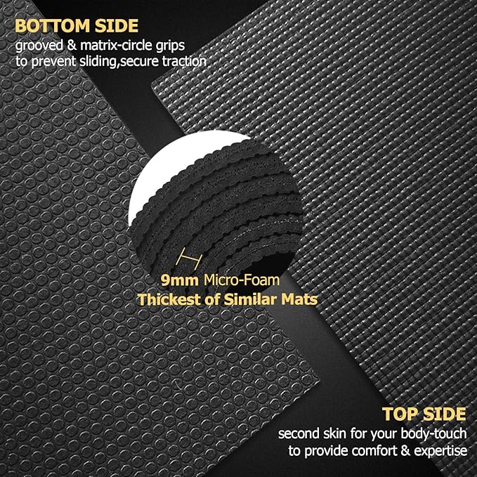GXMMAT Large Yoga Mat 6'x4'/6'x6'/7'x5'(7mm/9mm), Extra Thick Workout Mats for Home Gym Flooring,Ultra Comfortable Non-Slip Quick Resilient Barefoot Wide Exercise Mat for Pilates,Stretching,Meditation
