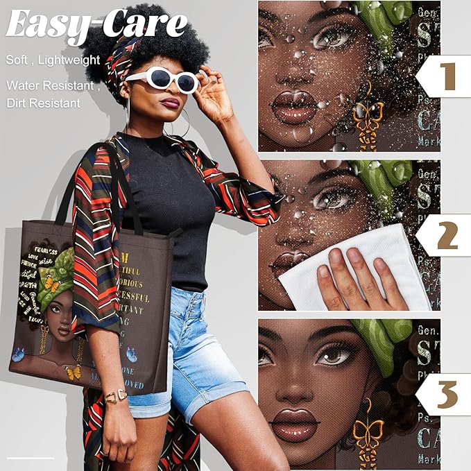 African American Black Women Tote Bag Black Girl Magic Shoulder Handbag For Work Travel Beach Shopping