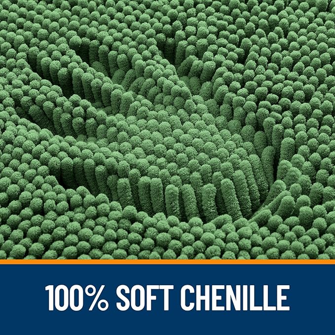 OLANLY Bathroom Rugs 47x24, Extra Soft Absorbent Chenille Bath Rugs, Rubber Backing Quick Dry, Machine Washable Bath Mats for Bathroom Floor, Tub and Shower, Home Decor Accessories, Olive Green