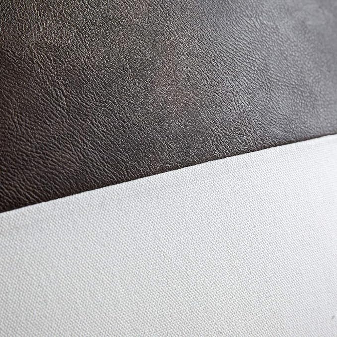 DEZENE Leather Throw Pillow Covers, Set of 2 Modern Leather/Cotton Decorative Pillowcases for Home Decor Bedroom Living Room Couch Bed Sofa, 18x18 Inch, Dark-Brown and White