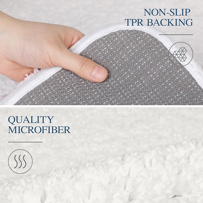 Walensee Large Bathroom Rug (24 x 72, Ivory) Extra Soft and Absorbent Shaggy Bathroom Mat Machine Washable Microfiber Bath Mat Non Slip Bath Mat, Luxury Bathroom Floor Mats