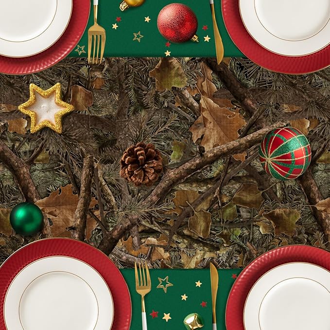 Camo Table Runner Seasonal Spring Fall Kitchen Dining Linen Table Decoration for Indoor Outdoor Home Party Dinner 13x72 Inch