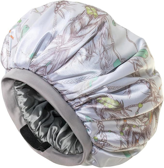 Satin Bonnet Adjustable Sleeping Silk Bonnet Black Women Men Double Layer Satin Silk Sleep Cap Hair Wrap Large Curly Hair
