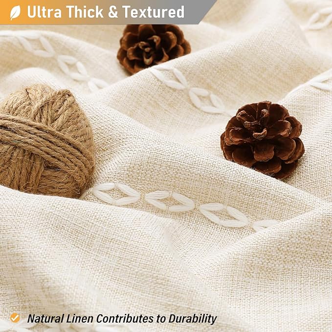 BTTN Stall Fabric Shower Curtain - 54x72 Inches Boho Linen Weighted Striped Shower Curtain Set with 10 Hooks, Narrow Rustic Modern Farmhouse Neutral Thick Shower Curtains for Bathroom - Cream/Beige