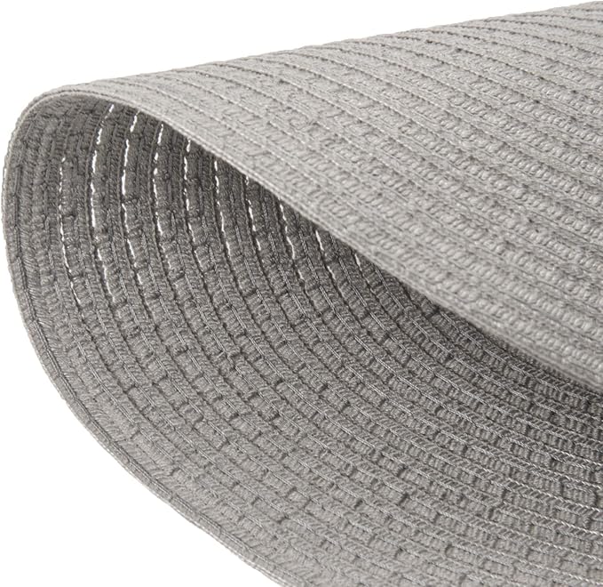 SHACOS Round Braided Placemats Set of 8 Washable Fabric Heat Resistant 15 inch Grey Round Table Mats for Dining Tables (Gray, 8)