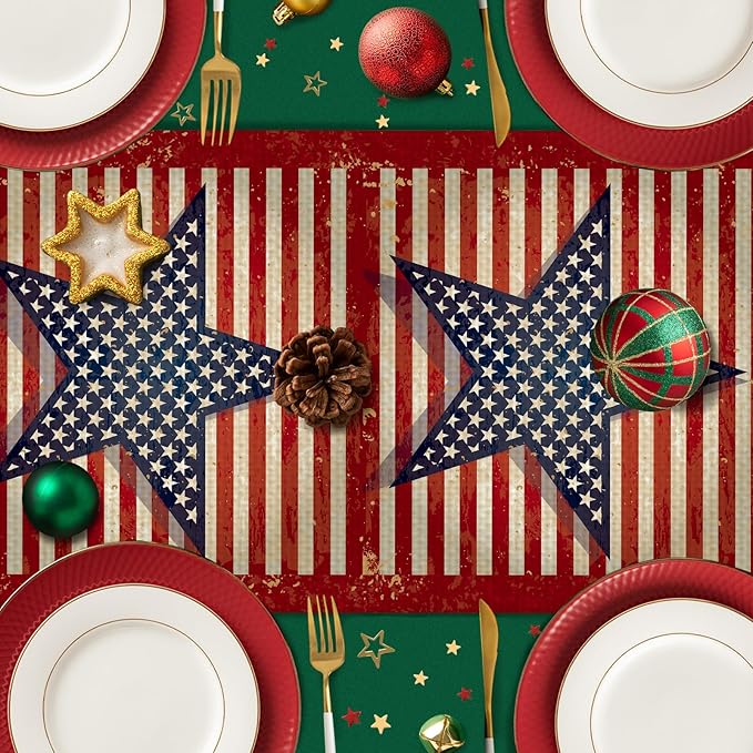 Star 4July Burlap Table Runner Seasonal Spring Fall Kitchen Dining Linen Table Decoration for Indoor Outdoor Home Party Dinner 13x72 Inch