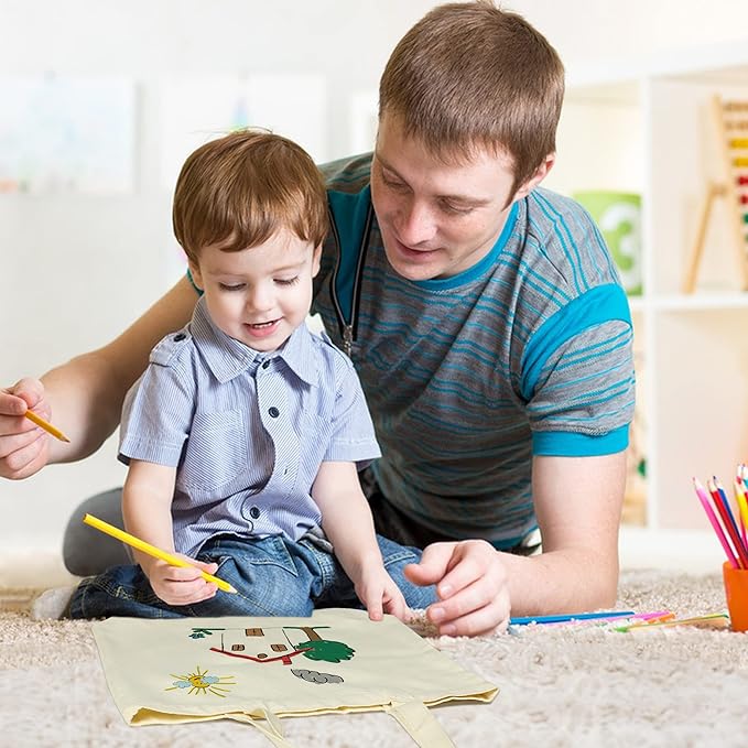 Canvas Tote Bags - 2 Pcs Multi-Purpose Reusable Bags - Perfect for Grocery, Shoppping & DIY Gifts